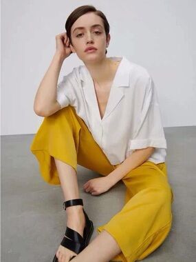 Zara White Boxy Short-Sleeve Cropped Shirt SIZE XS, S NWT